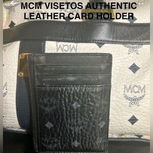 MCM Black Visetos Authentic Leather Card Holder